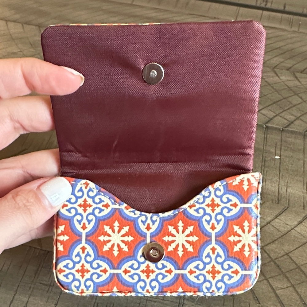 Patterned Structured Snap Close Wallet with Gold Glitter Script - Picture 2 of 6